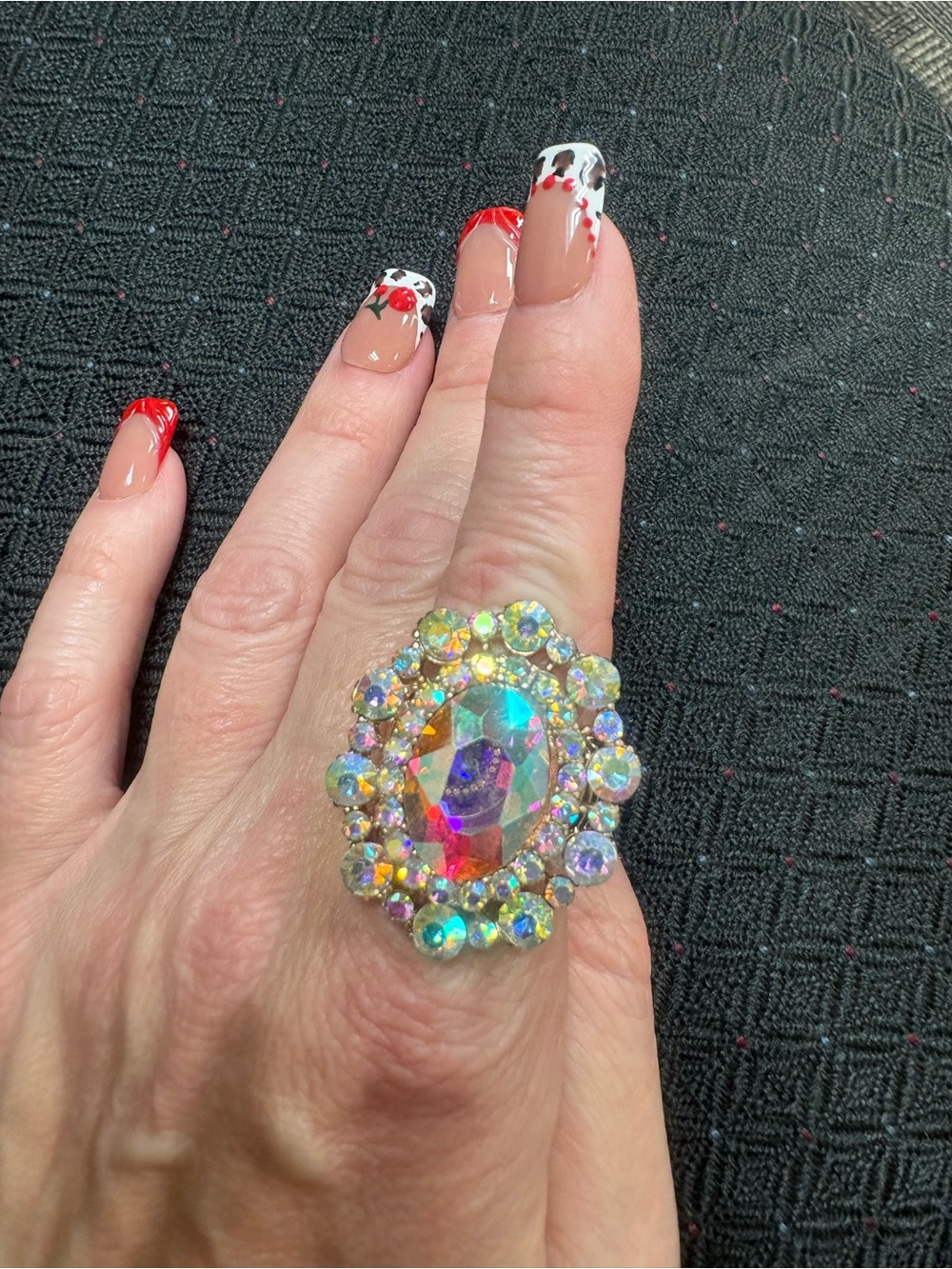 Aurora Crystal Statement Ring - Iridescent Gold-Tone